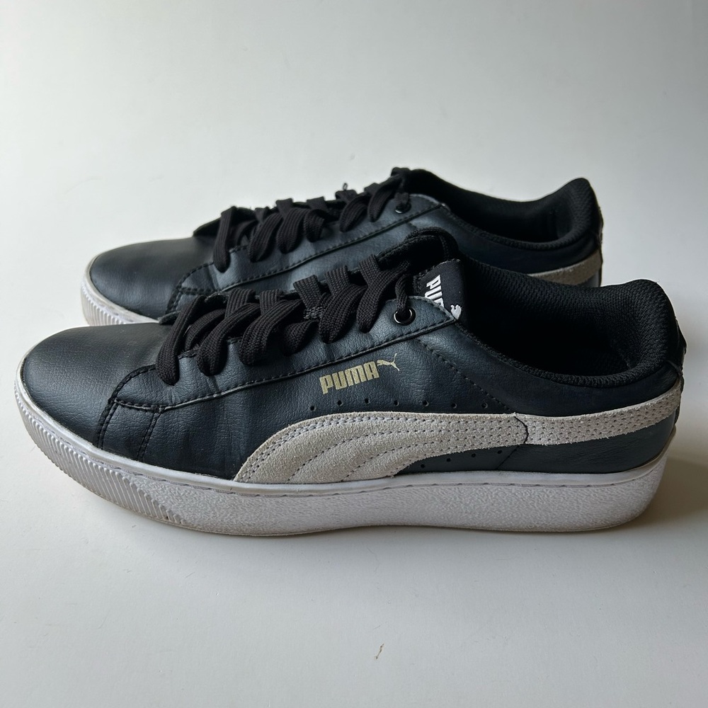 Puma Men's Black Leather & Suede Sneakers 5.5 pre owned Running Shoes Unisex